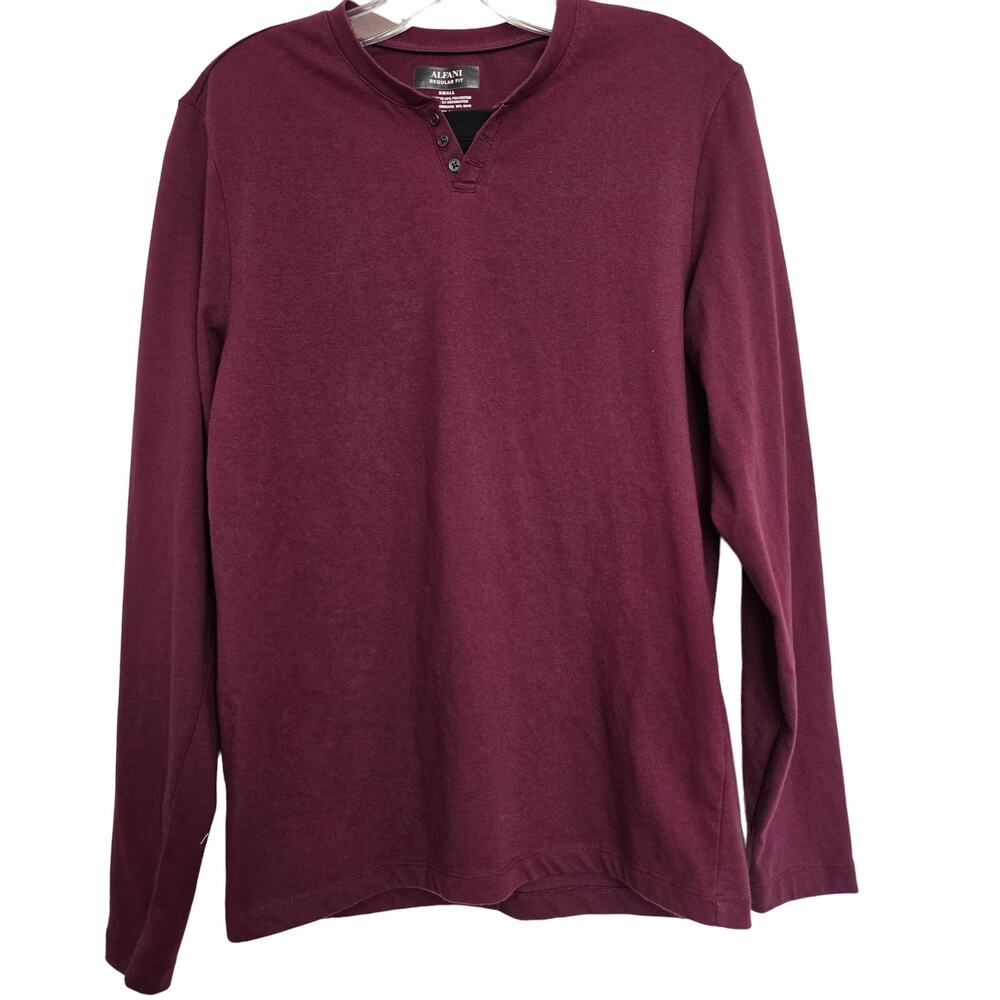 Pre-Owned Men's Alfani Regular Fit Burgundy Henley Size S